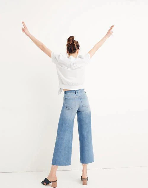 商品Madewell|Wide-Leg Crop Jeans: Button-Front Edition,价格¥555,第4张图片详细描述