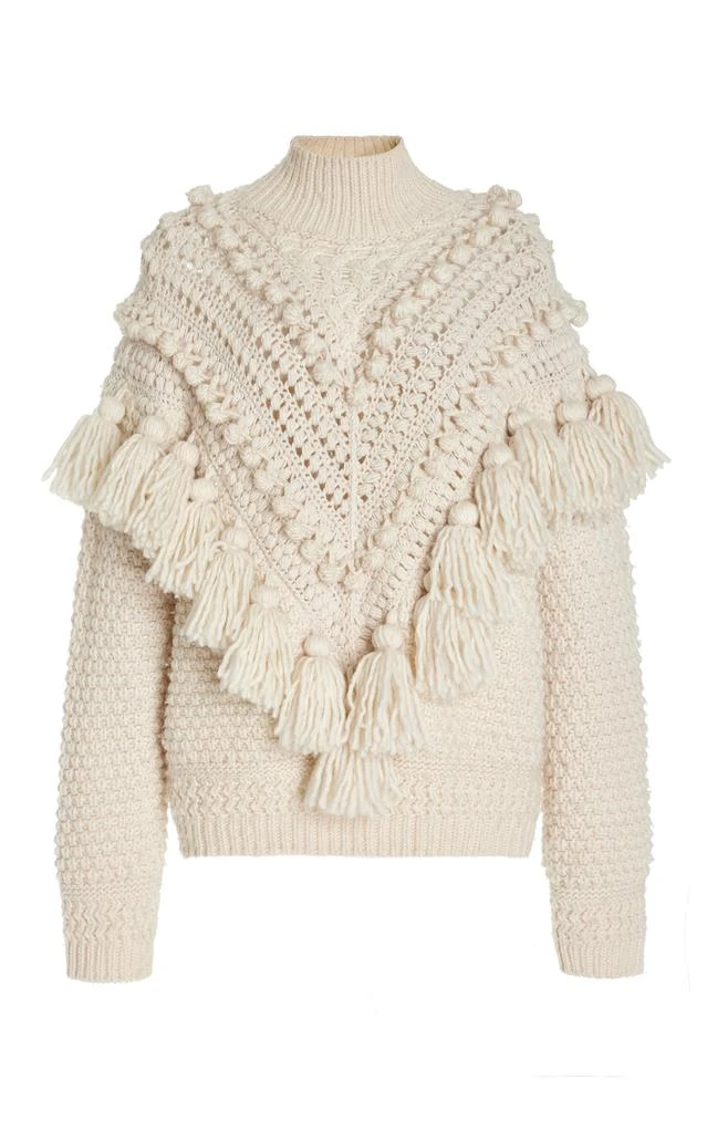 商品Zimmermann|Zimmermann - Women's Kaleidoscope Tasseled Wool Sweater - White - 2 - Moda Operandi,价格¥3919,第1张图片