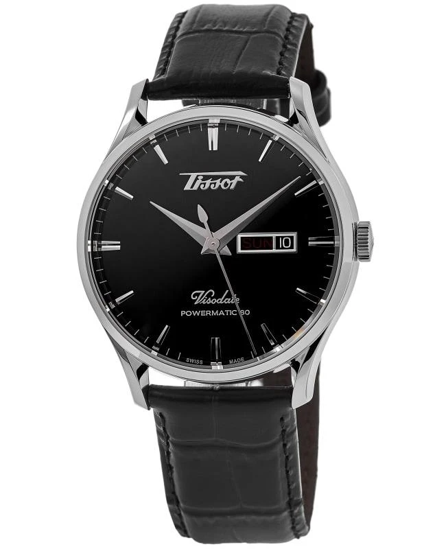 商品Tissot|Tissot Heritage Visodate Powermatic 80 Black Dial Leather Strap Men's Watch T118.430.16.051.00,价格¥4239,第1张图片