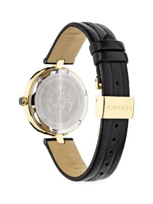 43MM Goldtone Stainless Steel & Leather Strap Watch商品第3张图片规格展示