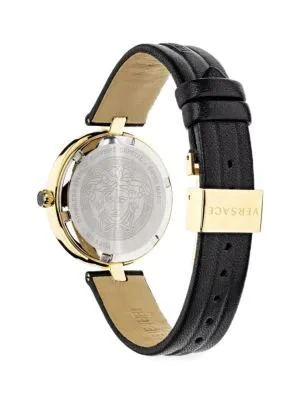 商品Versace|43MM Goldtone Stainless Steel & Leather Strap Watch,价格¥3731,第3张图片详细描述