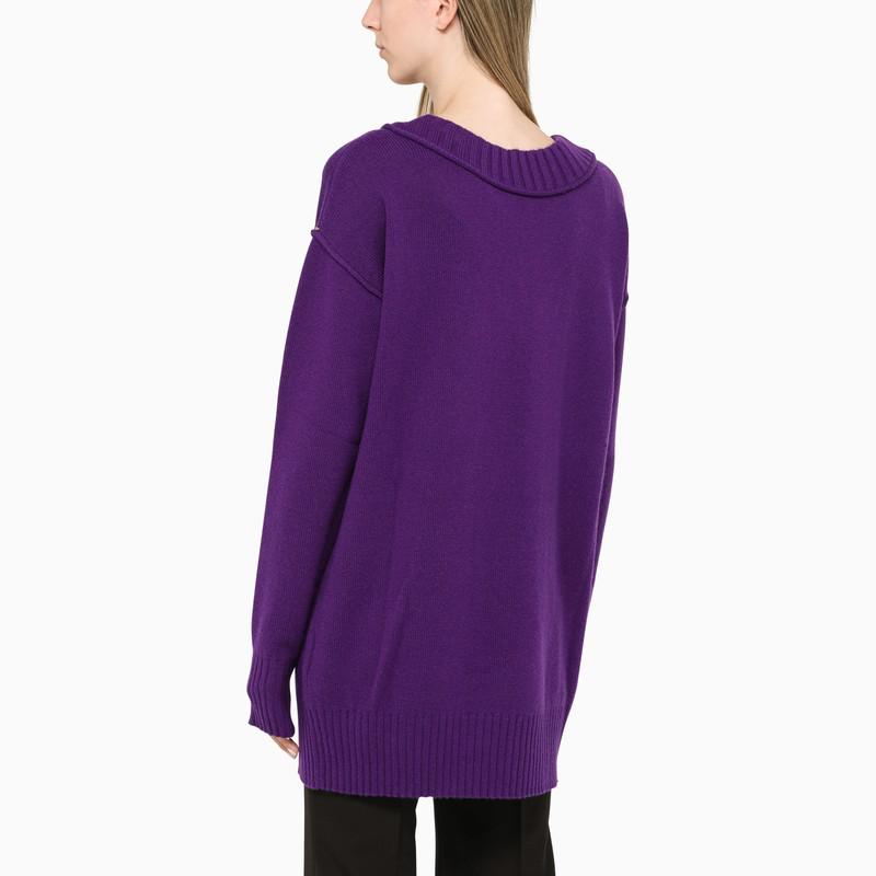 Long purple wool and cashmere sweater商品第3张图片规格展示