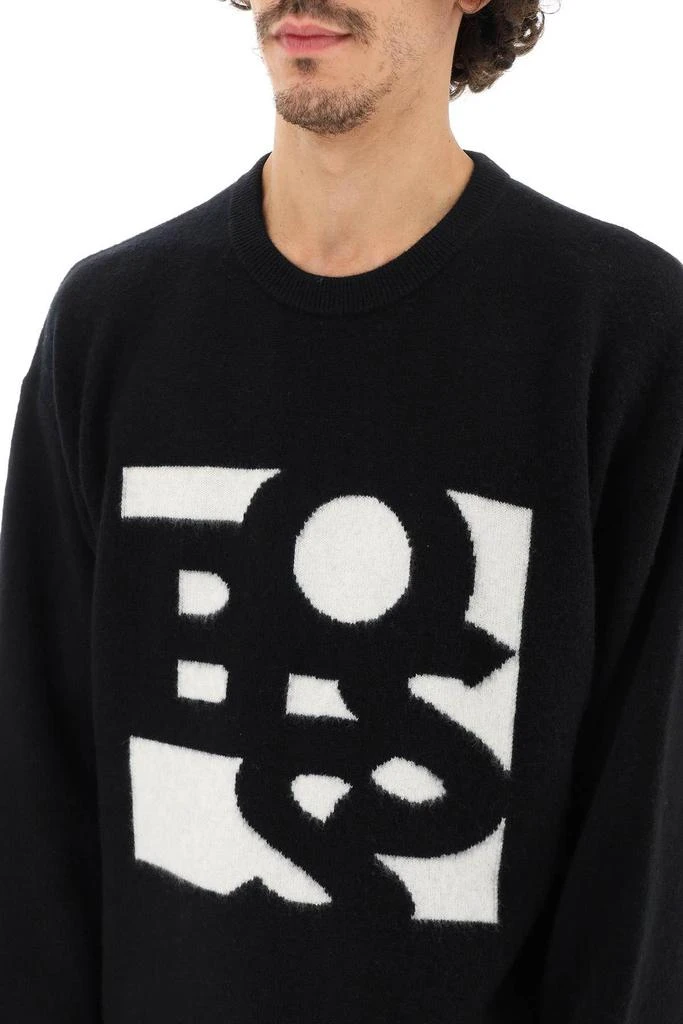 商品Hugo Boss|VIRGIN WOOL AND CASHMERE SWEATER WITH SHAKEN LOGO,价格¥836,第5张图片详细描述