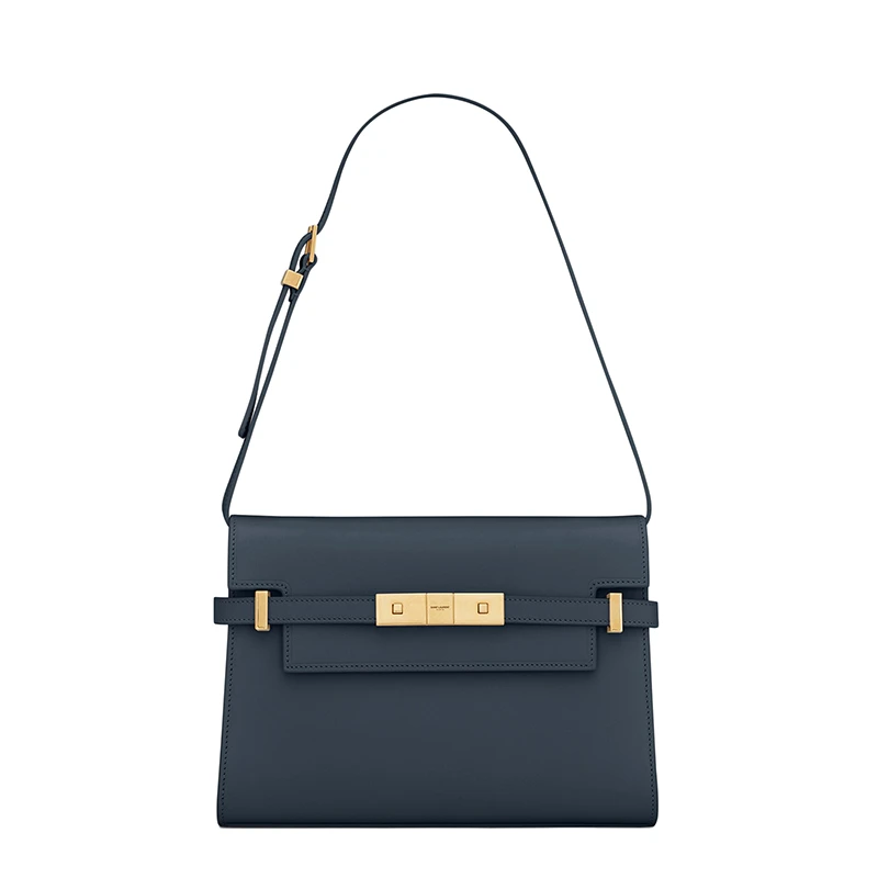 商品Yves Saint Laurent|SAINT LAURENT PARIS/圣罗兰 YSL 22新款MANHATTAN系列 女士小号湛蓝色牛皮革翻盖单肩手提包6756260SX0W4227,价格¥16969,第1张图片