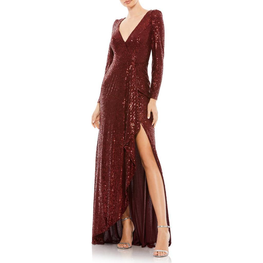 商品Mac Duggal|Mac Duggal Women's Sequined High Slit Ruffled Gown with Sweep Train,价格¥1466,第1张图片