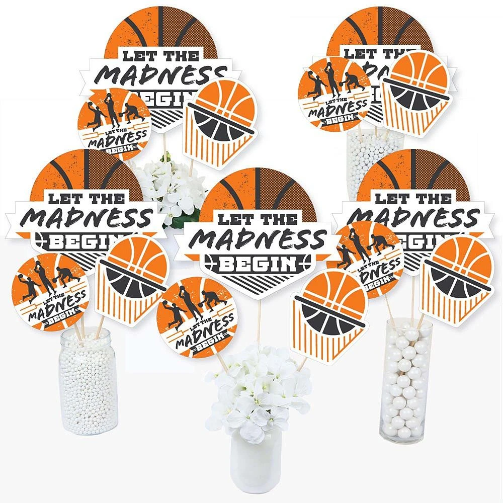 商品Big Dot of Happiness|Basketball - Let The Madness Begin - Centerpiece Sticks -Table Toppers-Set of 15,价格¥131,第1张图片