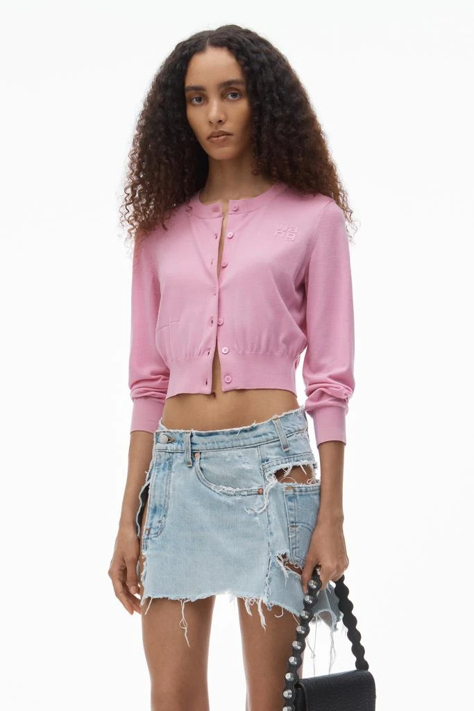 商品Alexander Wang|logo cropped cardi in superfine merino,价格¥1468,第1张图片