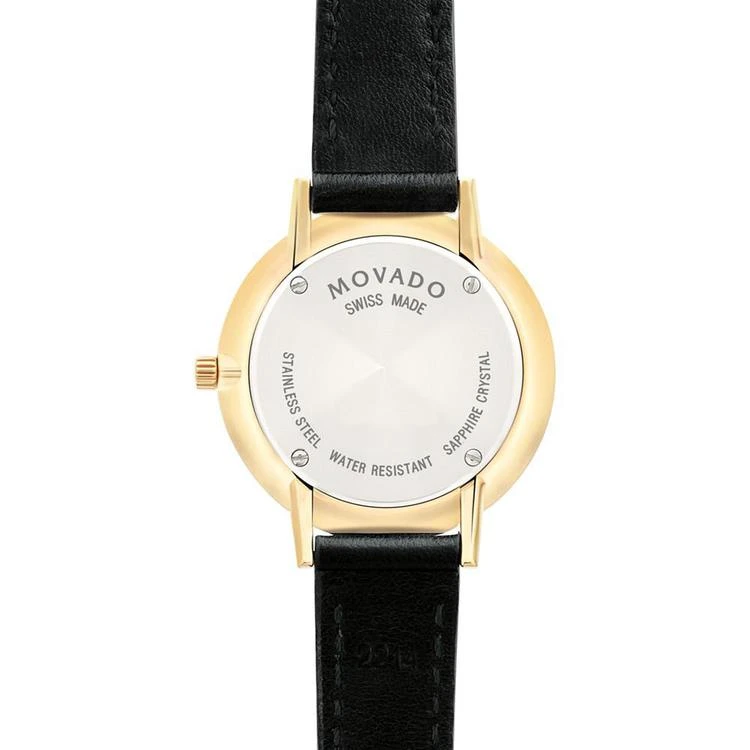 商品Movado|Women's Swiss Ultra Slim Black Leather Strap Watch 28mm 0607095,价格¥3499,第3张图片详细描述