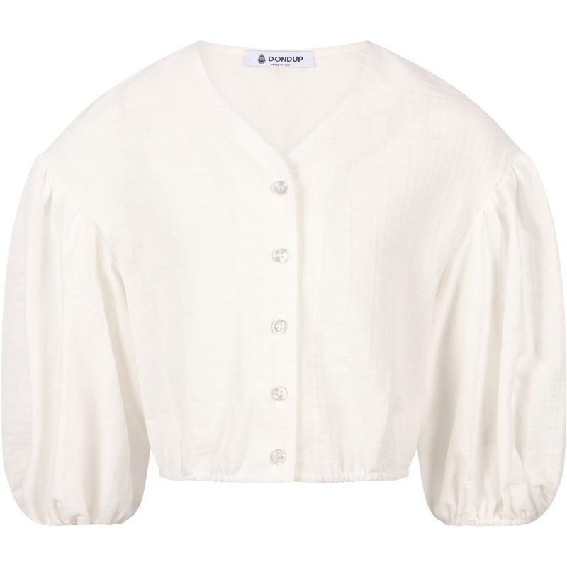 商品DONDUP|Puff sleeves blouse and jeans with hip shawl set in white and black,价格¥2106,第2张图片详细描述