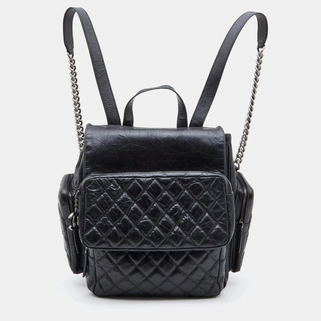 商品[二手商品] Chanel|Chanel Black Quilted Leather Casual Rock Backpack,价格¥17691,第1张图片