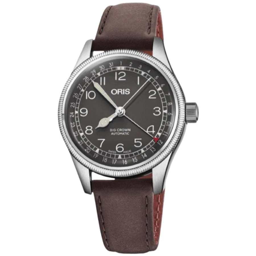商品Oris|Big Crown Pointer Date Automatic Black Dial Brown Leather Strap Unisex Watch 01 754 7749 4064-07 5 17 67G,价格¥8632,第1张图片