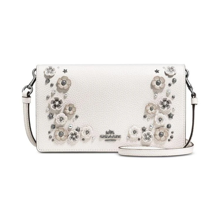 商品Coach|Foldover Crossbody Clutch in Polished Pebble Leather with Willow Floral,价格¥1000,第1张图片