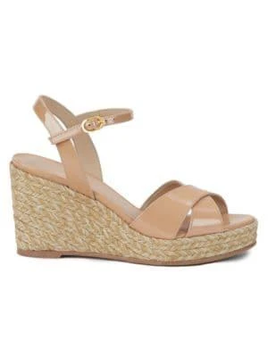 商品Stuart Weitzman|Rosemarie Patent Leather Wedge Sandals,价格¥867,第1张图片
