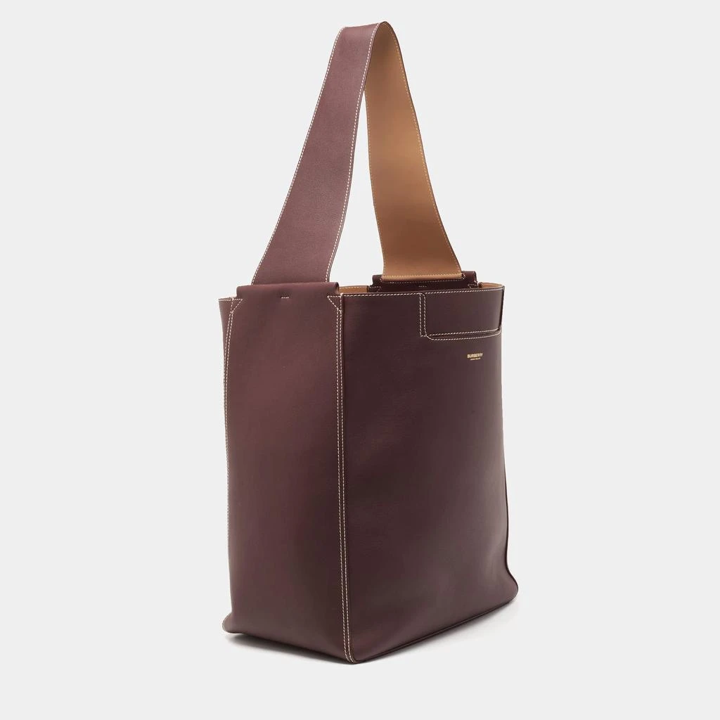 商品Burberry|Burberry Dark Burgundy Leather Large Basket Shopper Tote,价格¥6488,第3张图片详细描述