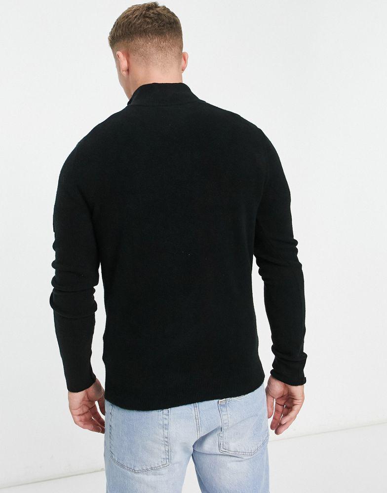 Calvin Klein half button and zip neck knit jumper in black商品第4张图片规格展示