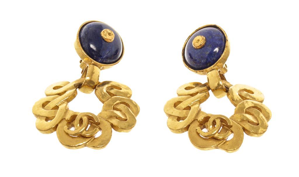 商品[二手商品] Chanel|Chanel Gold CC Drop Earrings,价格¥9488,第1张图片