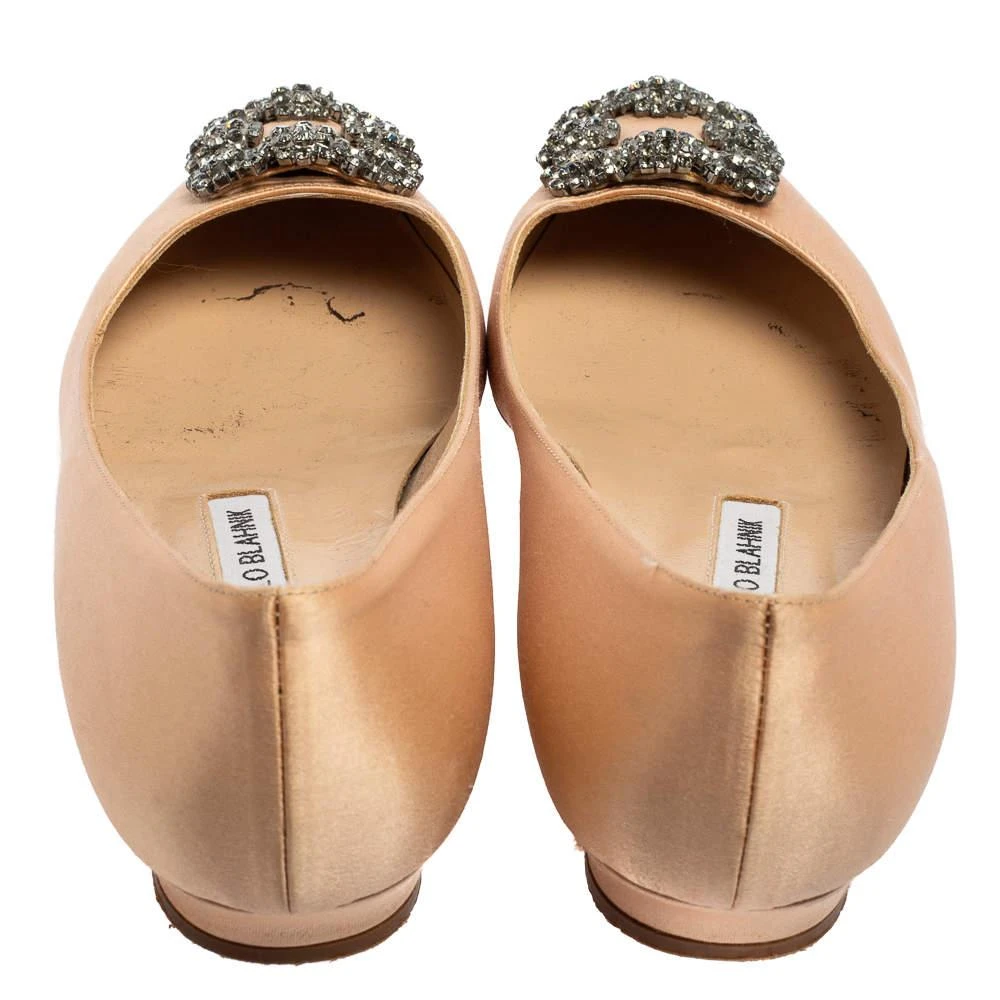 商品[二手商品] Manolo Blahnik|Manolo Blahnik Beige Satin Hangisi Flat Pumps Size 37,价格¥1405,第5张图片详细描述