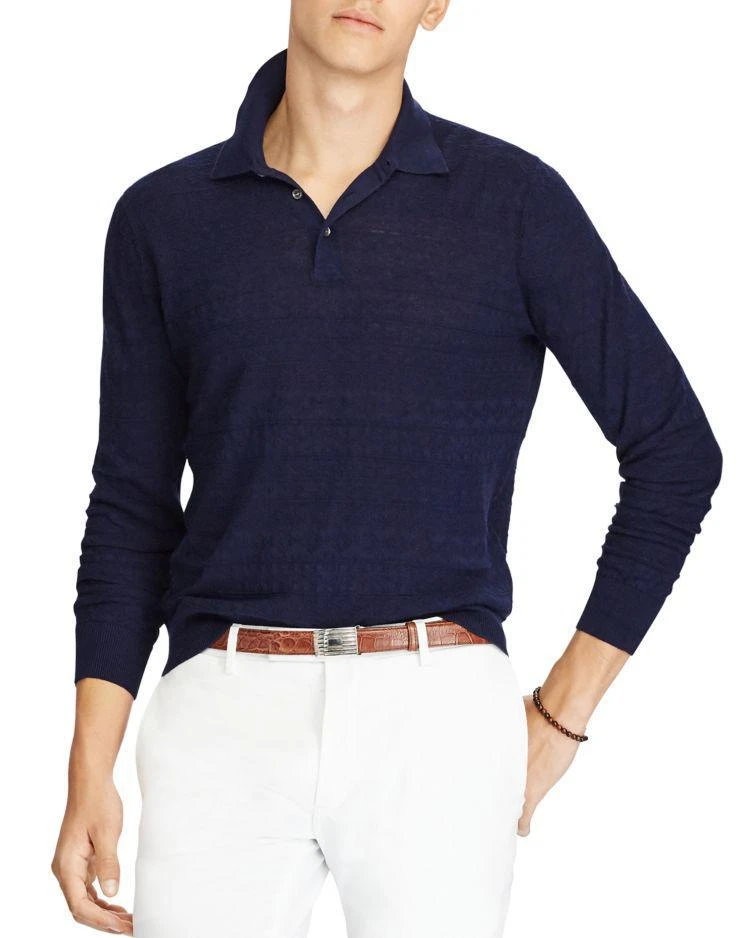 商品Ralph Lauren|棉麻长袖Polo衫,价格¥284,第1张图片