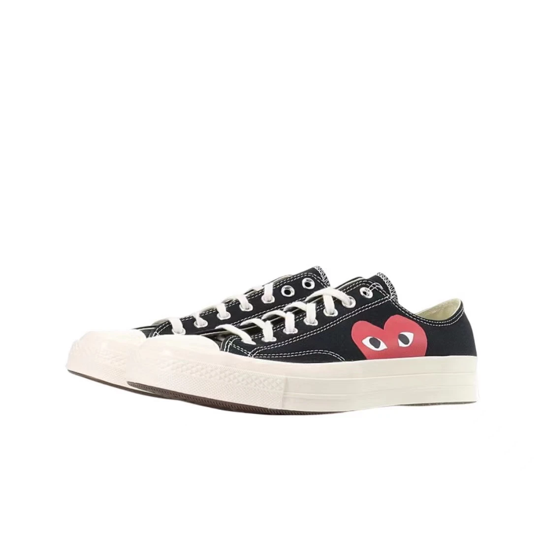 CDG x Converse 1970s chuck tavlor all star 川久保玲爱心联名款 防滑耐磨 低帮 帆布鞋 男女同款 黑 红送礼推荐P1K111-BLACK 商品