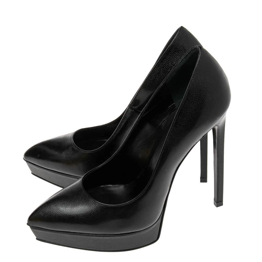 商品[二手商品] Yves Saint Laurent|Saint Laurent Black Leather Anja Pointed Toe Pumps Size 37.5,价格¥1353,第4张图片详细描述