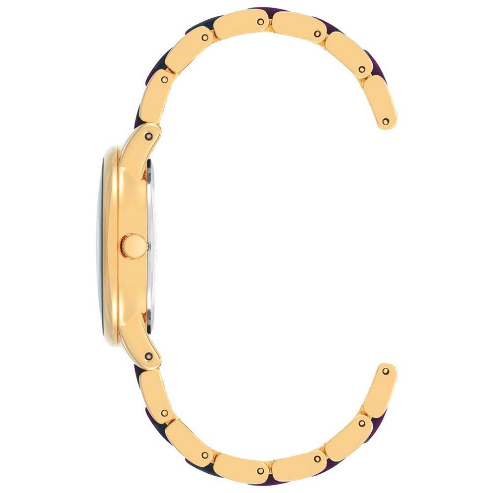 商品Anne Klein|Women's Three-Hand Quartz Rose Gold-Tone Alloy with Navy and Purple Resin Bracelet Watch, 32mm,价格¥330,第4张图片详细描述