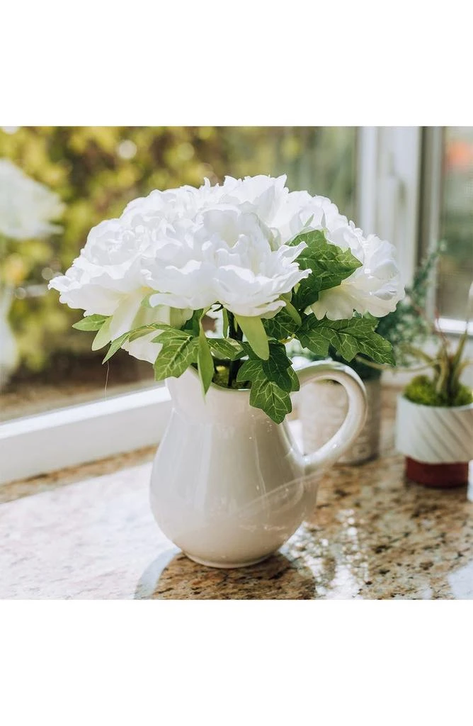 商品FLORA BUNDA|White Faux Peony Ceramic Planter,价格¥362,第2张图片详细描述