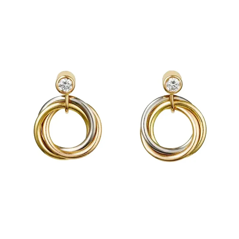 商品[国内直发] Cartier|卡地亚 Trinity耳环 18K白金 18K黄金 18K玫瑰金 三环小耳环一对,价格¥19273,第8张图片详细描述