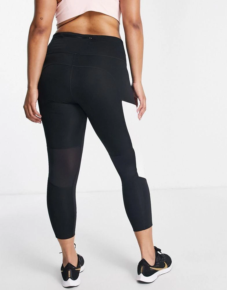 商品NIKE|Nike Air Running Plus 7/8 midrise colourblock leggings in black,价格¥218,第2张图片详细描述