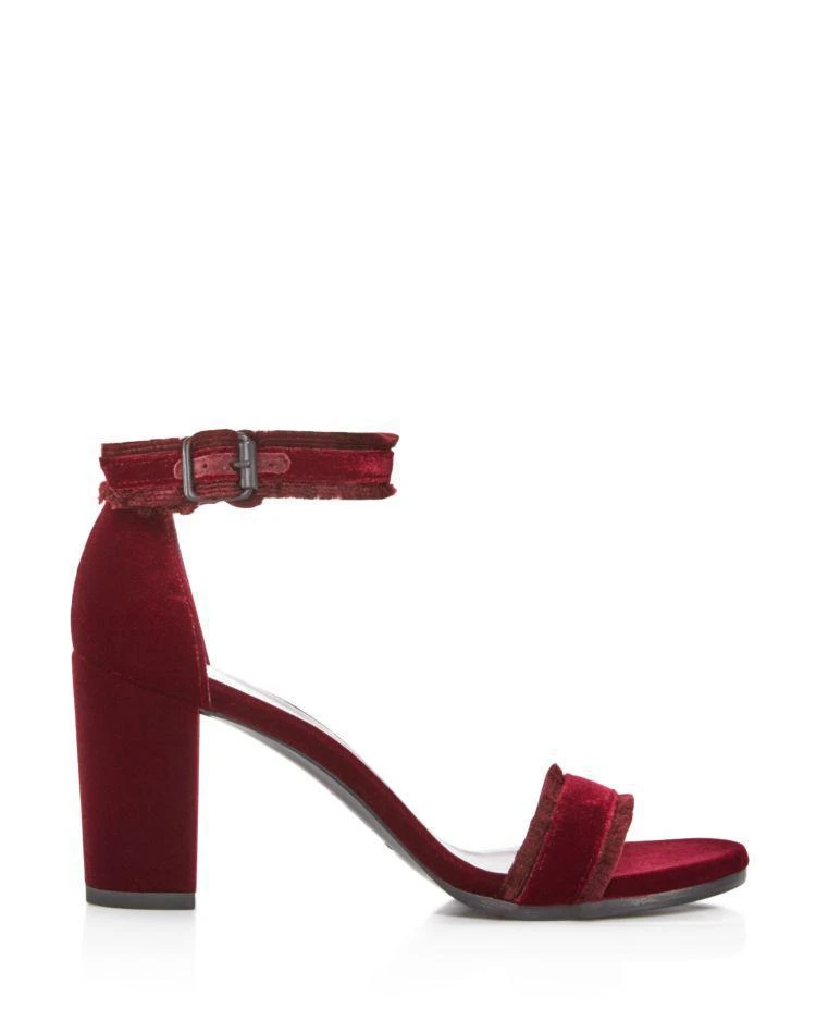 商品Stuart Weitzman|Frayed Velvet Ankle Strap High-Heel Sandals,价格¥2548,第2张图片详细描述