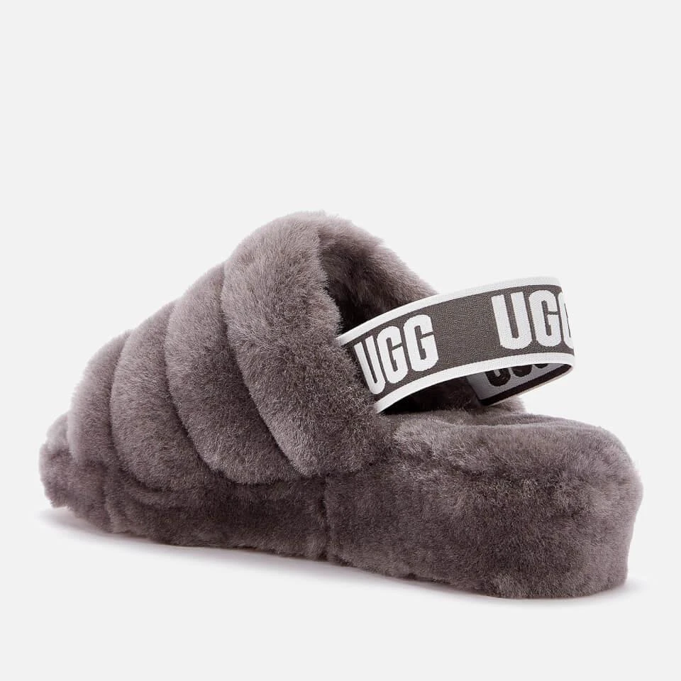 商品UGG|UGG WOMEN'S FLUFF YEAH SLIDE SHEEPSKIN SLIPPERS - CHARCOAL,价格¥571,第2张图片详细描述