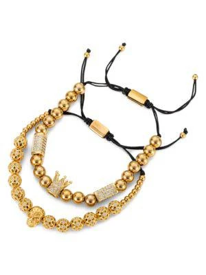 商品Eye Candy LA|Adrian 2-Piece Goldtone Cubic Zirconia Beaded Bracelet Set,价格¥443,第3张图片详细描述