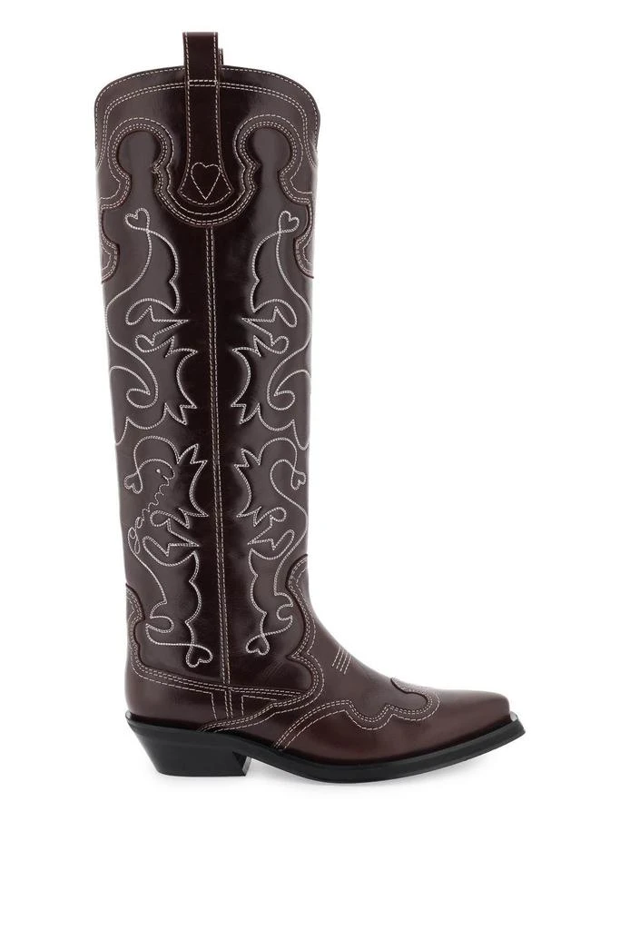 商品Ganni|Embroidered western high boots,价格¥2587,第1张图片