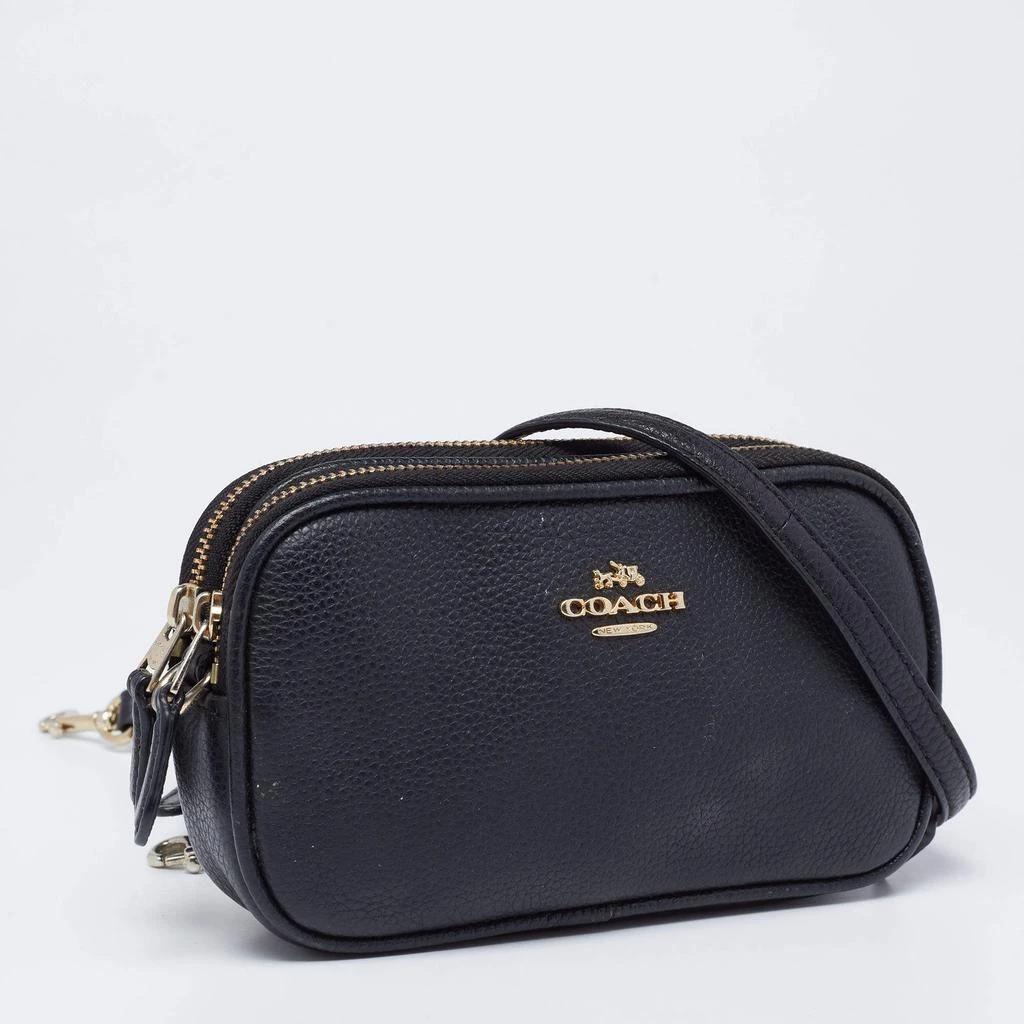 商品[二手商品] Coach|Coach Black Leather Double Zip Camera Crossbody Bag ,价格¥938,第3张图片详细描述