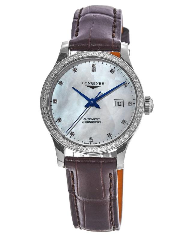 Longines Record Automatic Diamond Leather Strap Women's Watch L2.321.0.87.2商品第1张图片规格展示