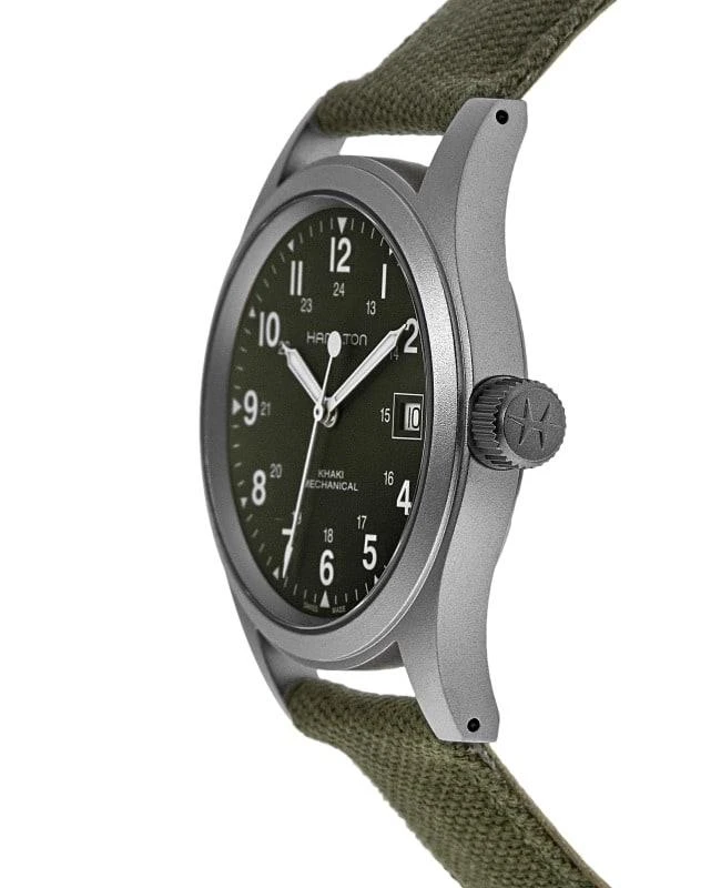 商品Hamilton|Hamilton Khaki Field Mechanical Green Dial Textile Strap Men's Watch H69439363,价格¥3390,第3张图片详细描述