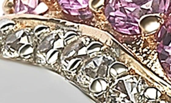 18K Gold Plated Sterling Silver Pink & Created White Sapphire Diamond Accent Band Ring - 0.02 ctw 商品