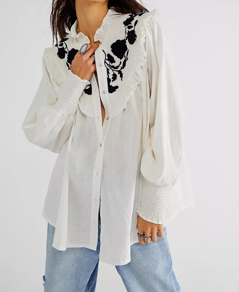商品Free People|Rose Vines Embroidered Top in Ivory Combo,价格¥941,第2张图片详细描述