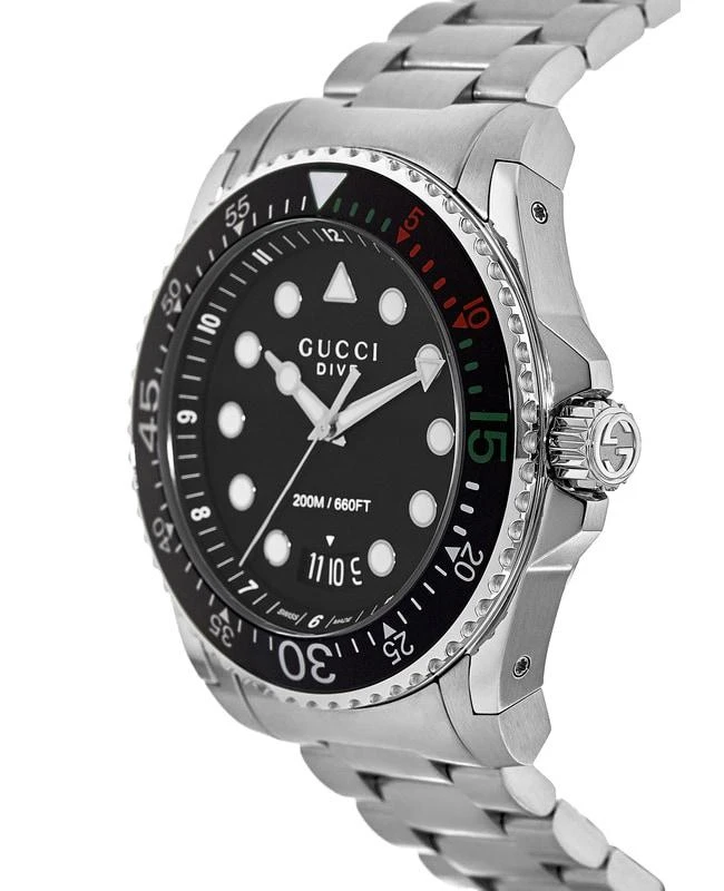 商品Gucci|Gucci Dive XL Black Dial Stainless Steel Men's Watch YA136208A,价格¥7204,第2张图片详细描述