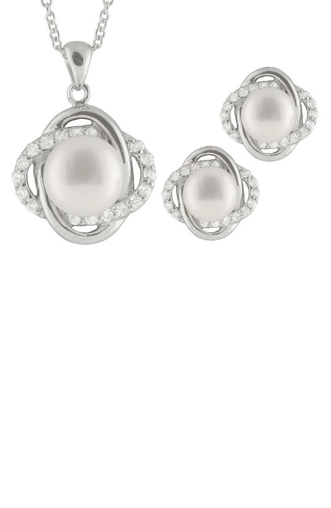 商品Splendid Pearls|9-12mm Freshwater Pearl & CZ Earrings and Pendant Necklace Set,价格¥938,第1张图片