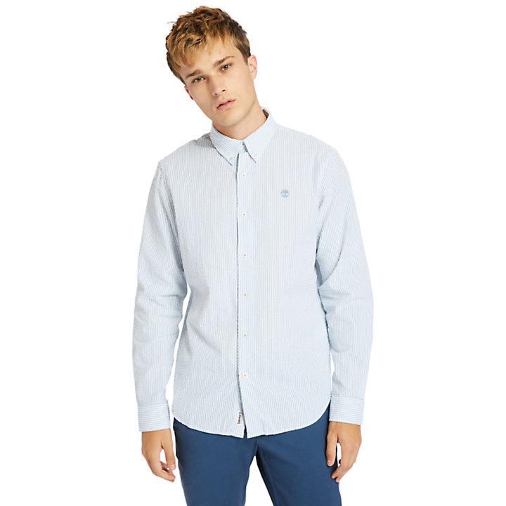 Striped Seersucker Shirt for Men in Blue商品第1张图片规格展示