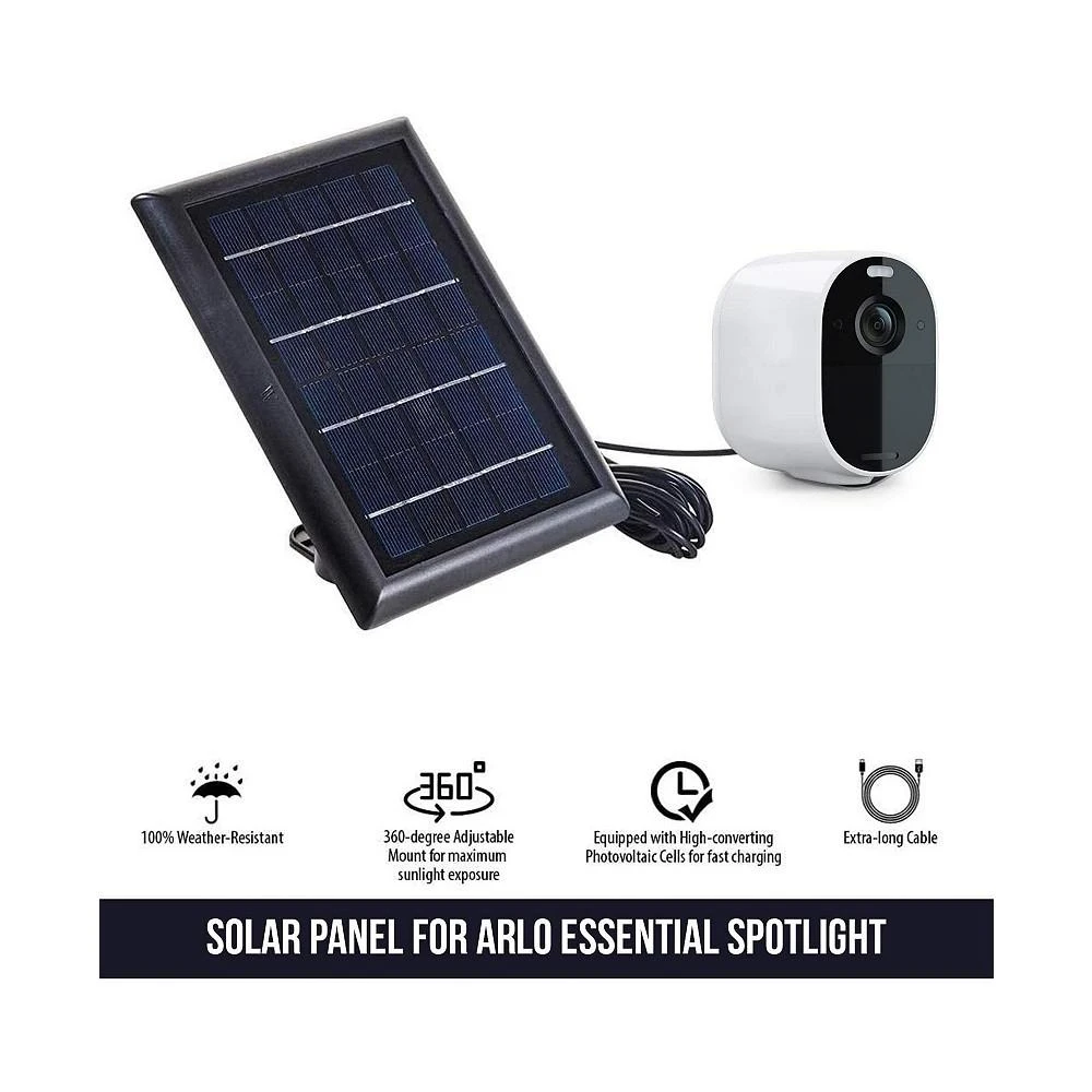 商品Wasserstein|Solar Panel with 13ft Cable for Arlo Essential Spotlight/XL Spotlight Camera Only - Power Your Arlo Camera Continuously (2 Pack, Black),价格¥486,第2张图片详细描述