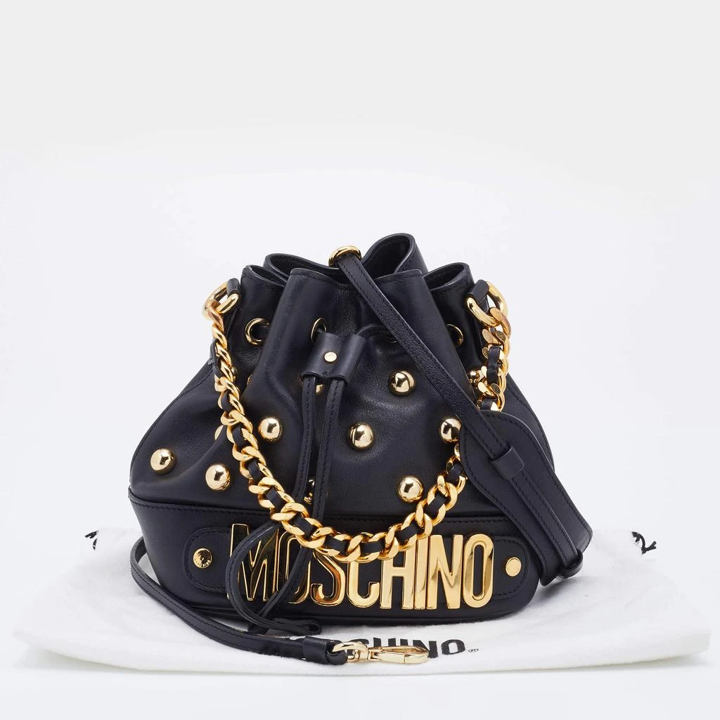 Moschino Black Leather Studded Drawstring Bucket Bag 商品