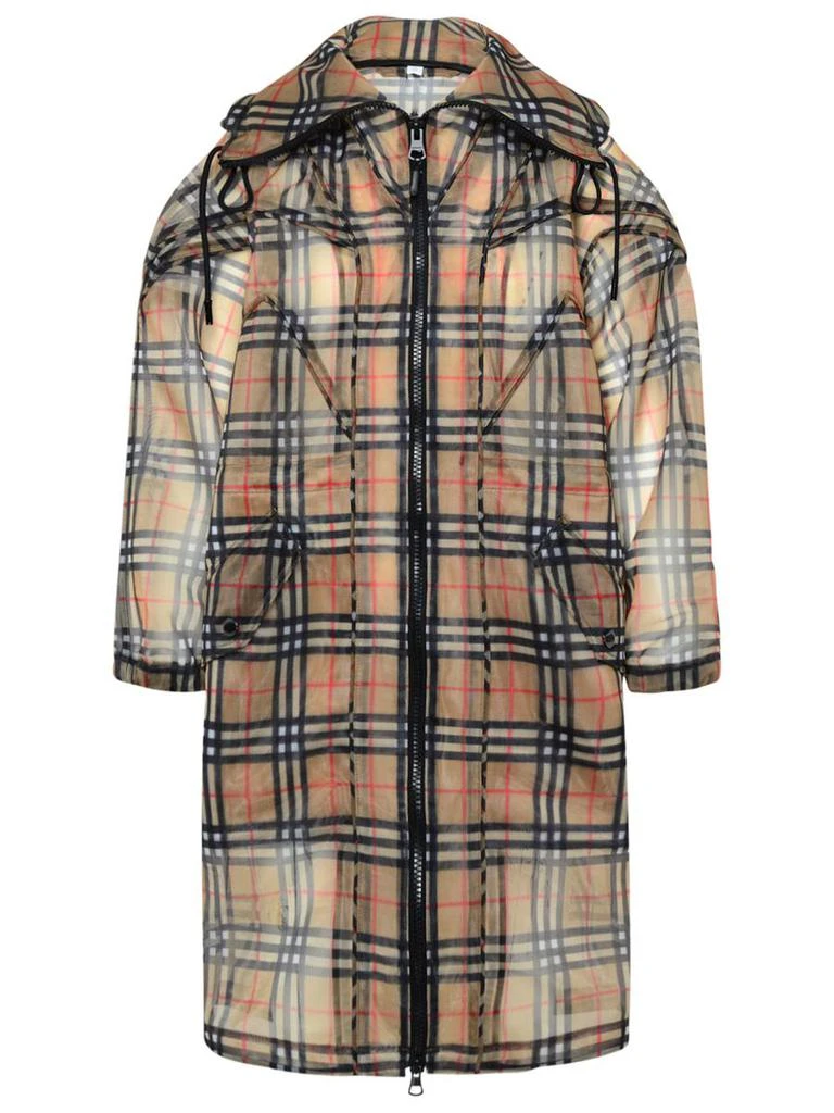 商品Burberry|BEIGE POLYESTER COWBIT CHECK PARKA,价格¥3848,第1张图片