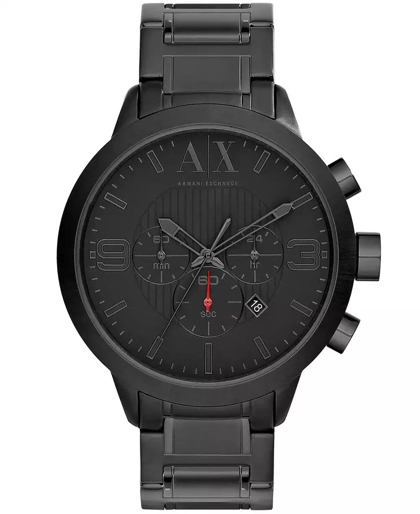 商品Armani Exchange|Men's Chronograph Black Stainless Steel Bracelet Watch 49mm,价格¥1818,第1张图片
