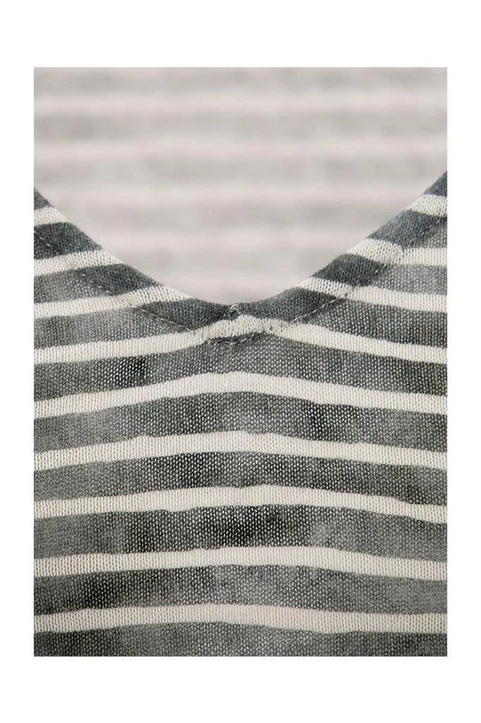 商品MAJESTIC FILATURES|MAJESTIC FILATURES Striped T-shirt with V-neck,价��格¥844,第4张图片详细描述