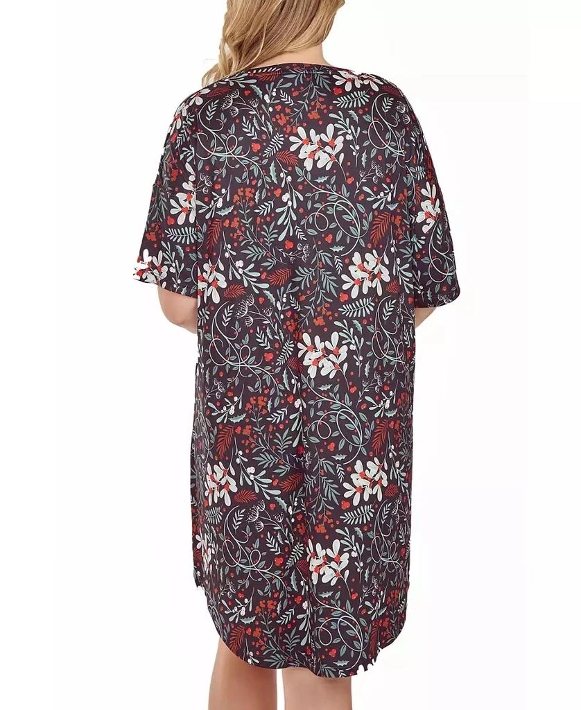 商品iCollection|Plus Size Short Sleeve Ultra Soft Floral Print Sleepshirt Nightgown,价格¥300,第2张图片详细描述