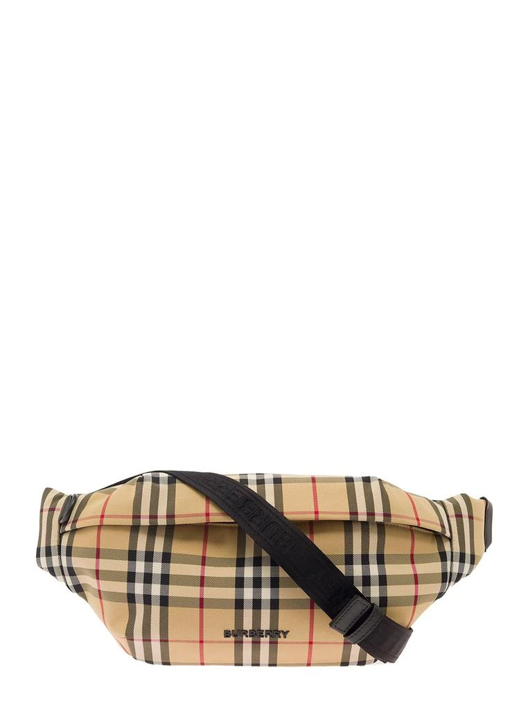 商品Burberry|Beige sonny Fanny Pack With All-over check Motif In Fabric Man,价格¥4768,第1张图片