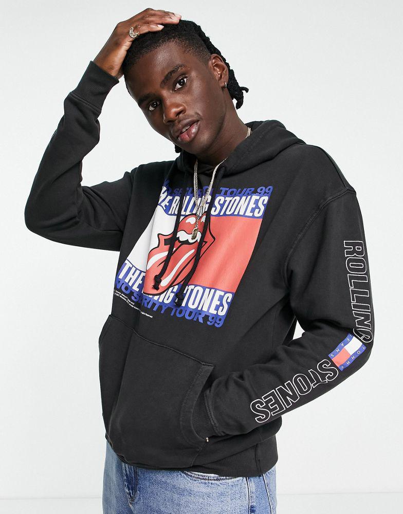 Tommy Jeans X Rolling Stones back print hoodie in black商品第2张图片规格展示