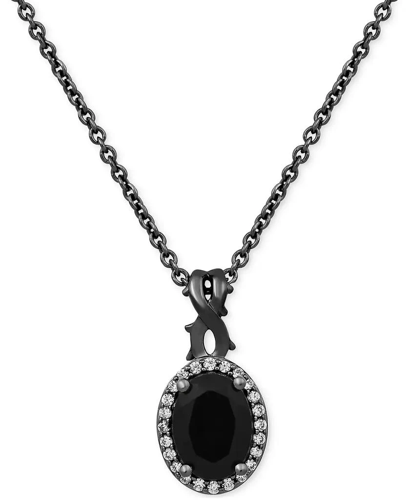 商品Disney Enchanted Vault|Onyx & Diamond (1/10 ct. t.w.) Maleficent 18" Pendant Necklace in Black Rhodium-Plated Sterling Sliver,价格¥808,第1张图片