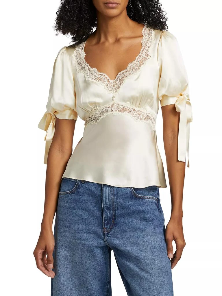 商品Reformation|Dolly Lace-Trimmed Silk Blouse,价格¥1473,第3张图片详细描述